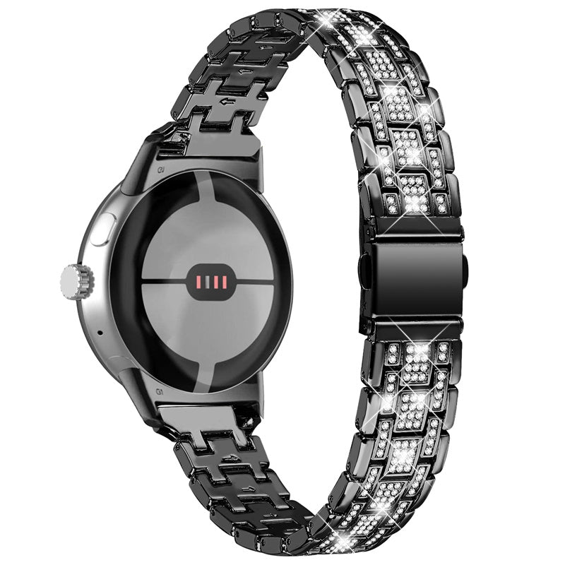 For Google Pixel Watch 2 Pixel Watch Rhinestones Decor Replacement Strap 5 Beads Metal Dual Press Buckle Smart Watch Wristband For Google Pixel Watch 2 Pixel Watch Rhinestones Decor Replacement Strap 5 Beads Metal Dual Press Buckle Smart Watch Wristband